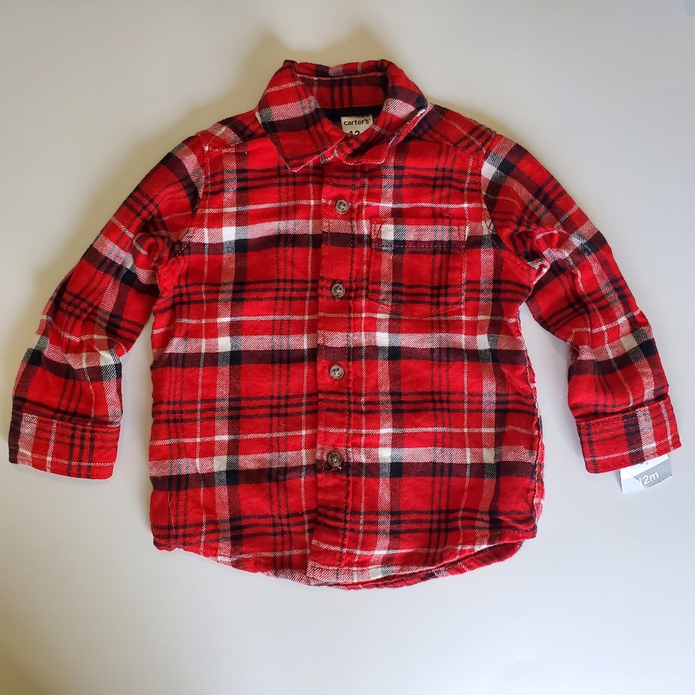NEW Carter's Flannel Button Long Sleeve Plaid